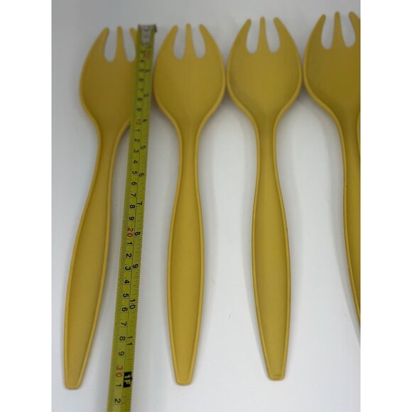 VTG Tupperware Harvest Gold Salad Serving Tongs Set Fork/Spoon 1970s Retro USA - Picture 7 of 7